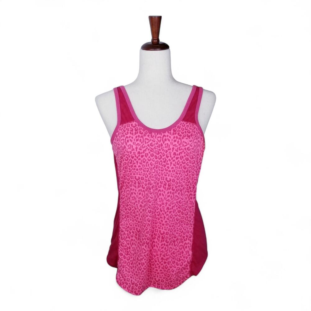 NIKE Dri-Fit Womens Size Pink Leopard Print Tennis Activewear Tank Top - Size